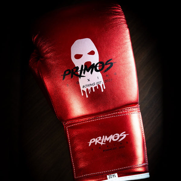 PRIMOS BOXING - METALLIC RED ECHTLEDER Boxhandschuhe