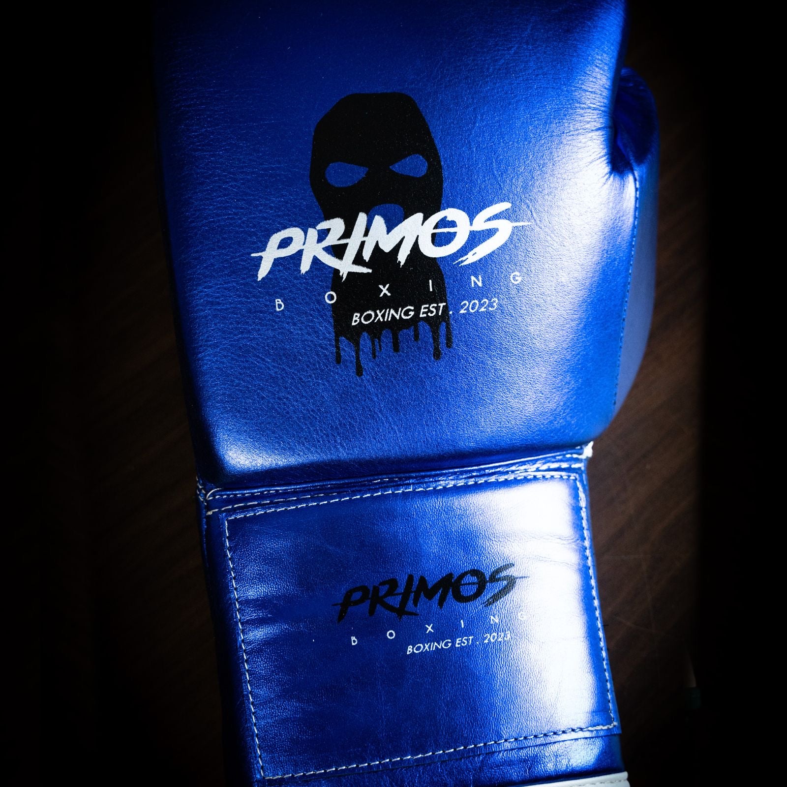 PRIMOS BOXING - METALLIC BLUE Laced up (ECHTLEDER)