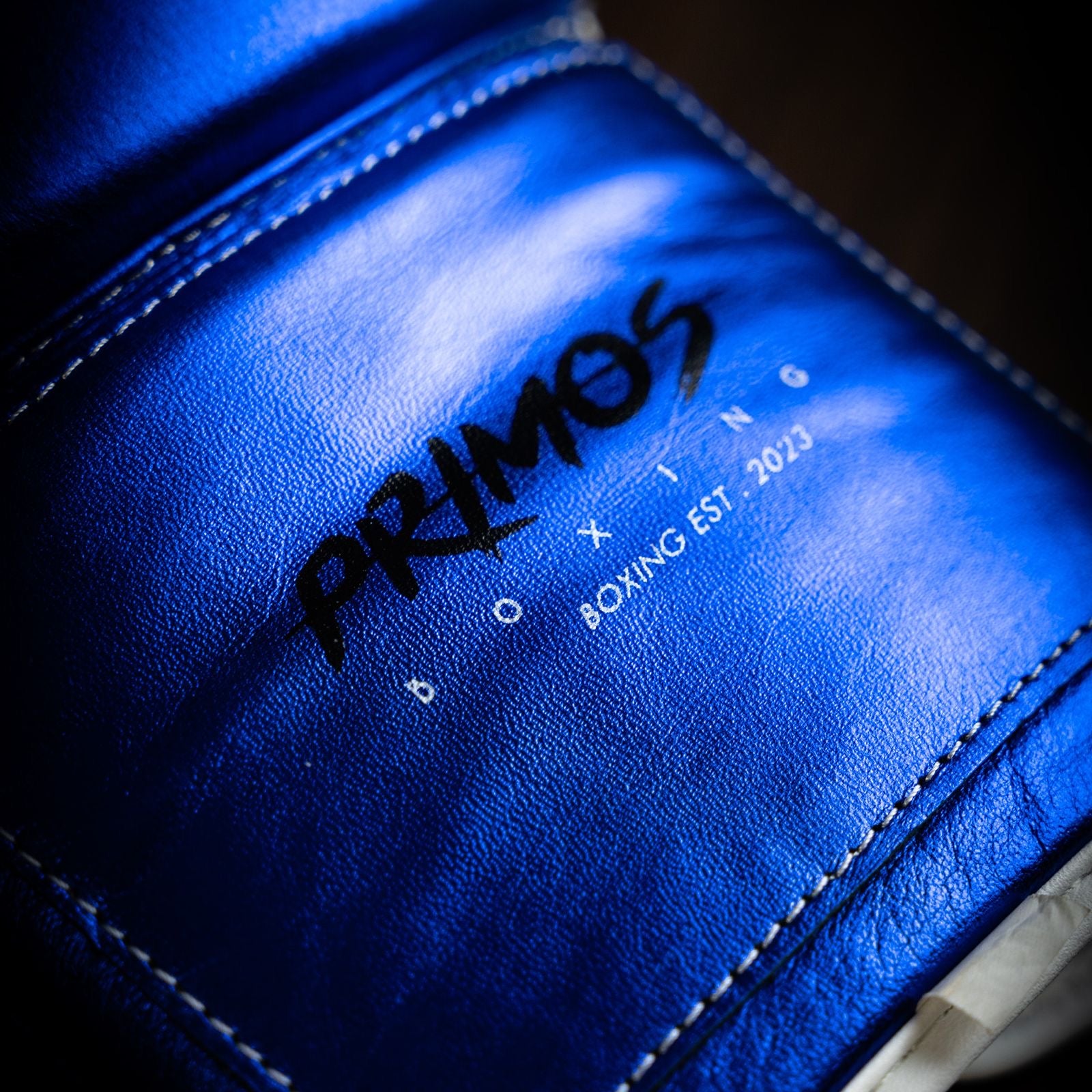 PRIMOS BOXING - METALLIC BLUE Laced up (ECHTLEDER)