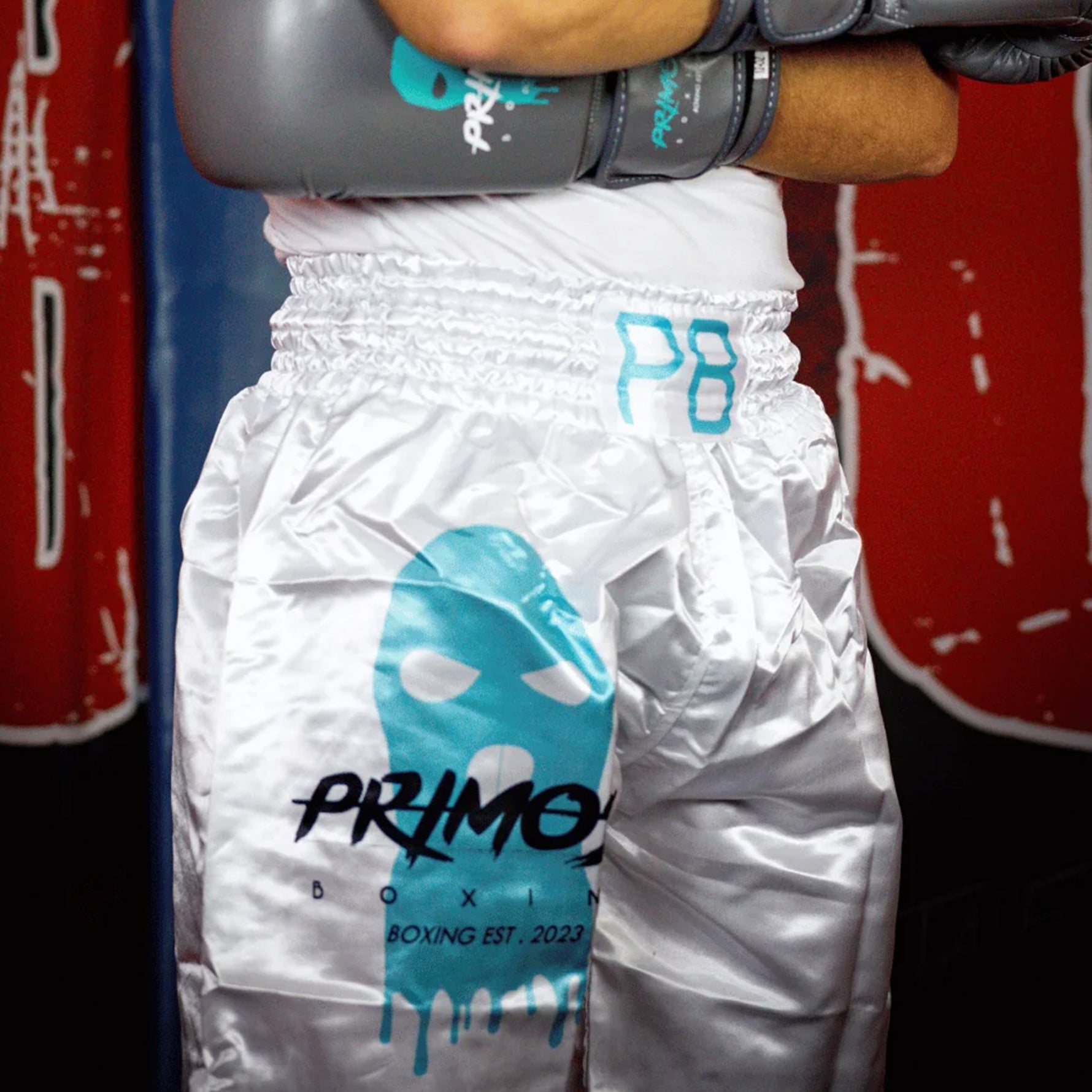 Performance Boxshorts Weiß Blau