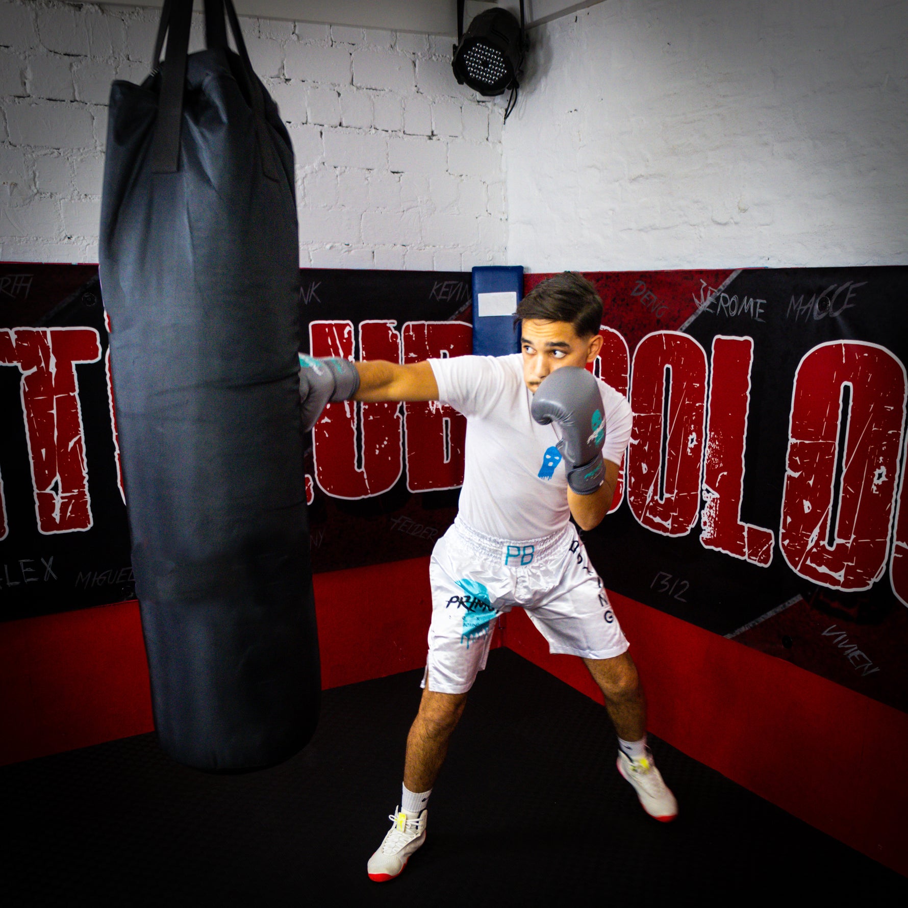 Performance Boxshorts Weiß Blau