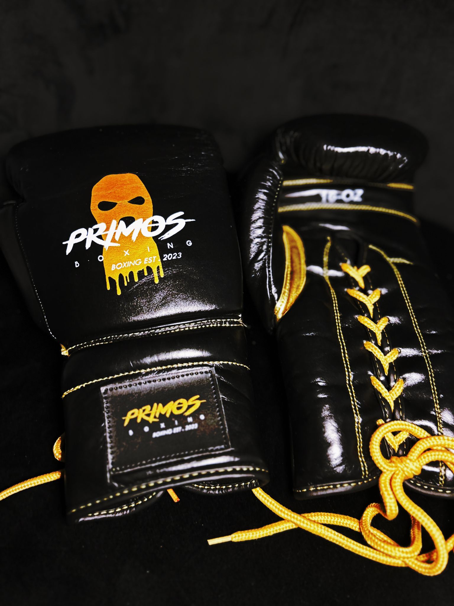 PRIMOS BOXING - ROYAL BLACK Laced up (ECHTLEDER)